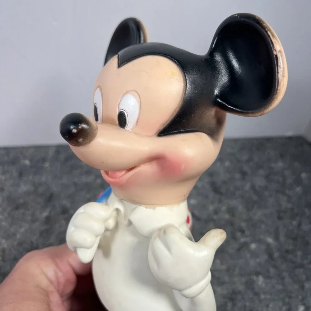 Vtg DELL WALT DISNEY HITCHHIKING HOBO MICKEY MOUSE SQUEAKY TOY - Picture 8 of 15